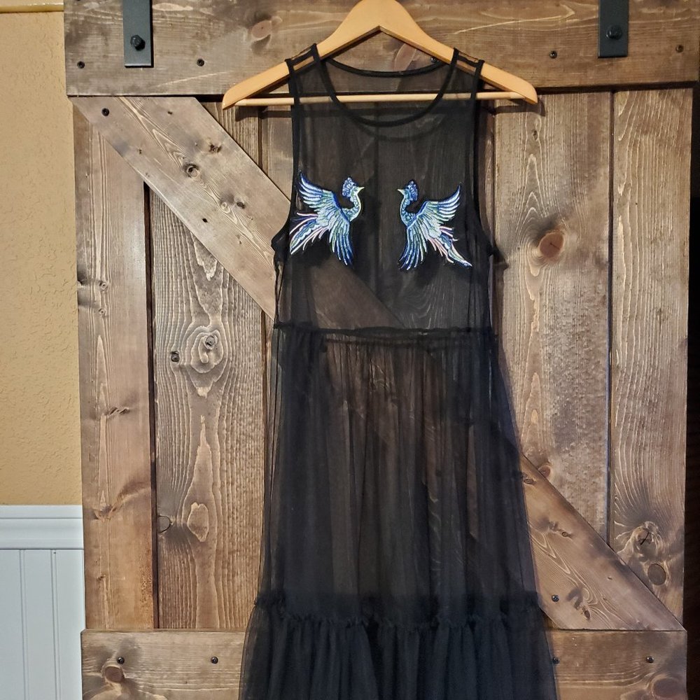 Forever 21 Sheer Overlay/Maxi Dress Size L